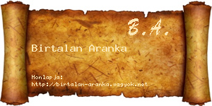 Birtalan Aranka névjegykártya