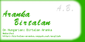 aranka birtalan business card